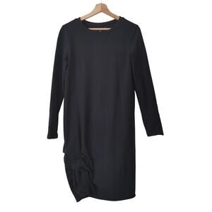 Veronique Miljkovitch Dress Womens S Black Ruched Long Sleeve Cotton Lagenlook